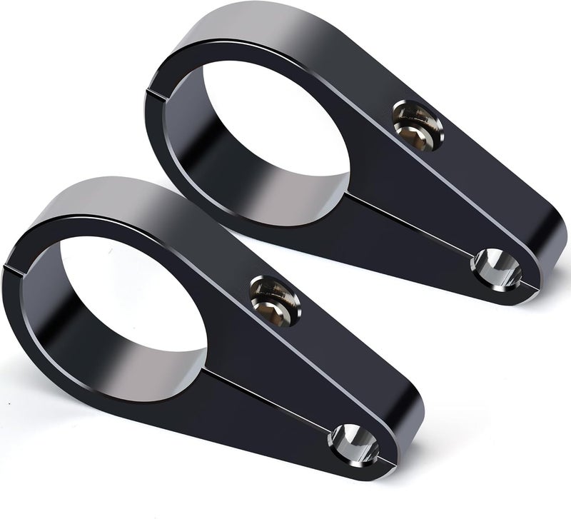 MoKitDora 1.5" Handlebar or Frame Mount Throttle Clutch Cable Clamp or Brake Line Clips for Harley 2 Pack, Black - Image 1
